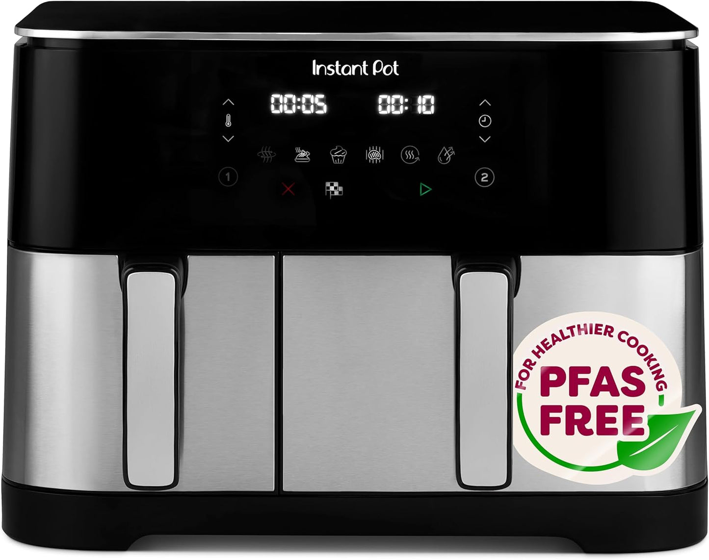 Instant Pot Dual Vortex Air Fryer, PFAS Free, Large 11L