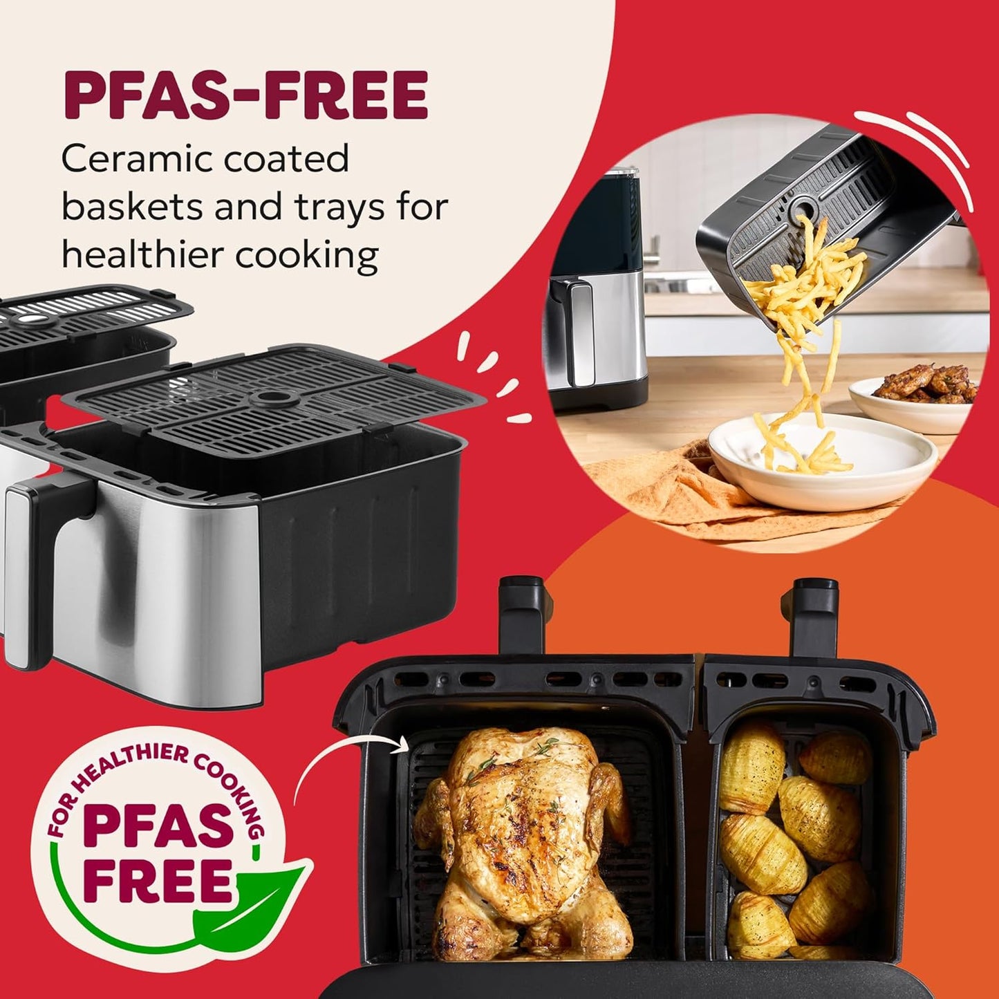 Instant Pot Dual Vortex Air Fryer, PFAS Free, Large 11L