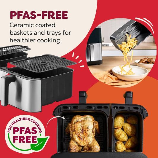 Instant Pot Dual Vortex Air Fryer, PFAS Free, Large 11L